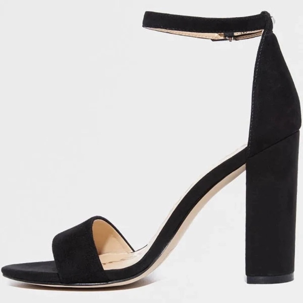 Sam Edelman Black Suede Women's Block Heeled Sandals - Picture 4 of 12